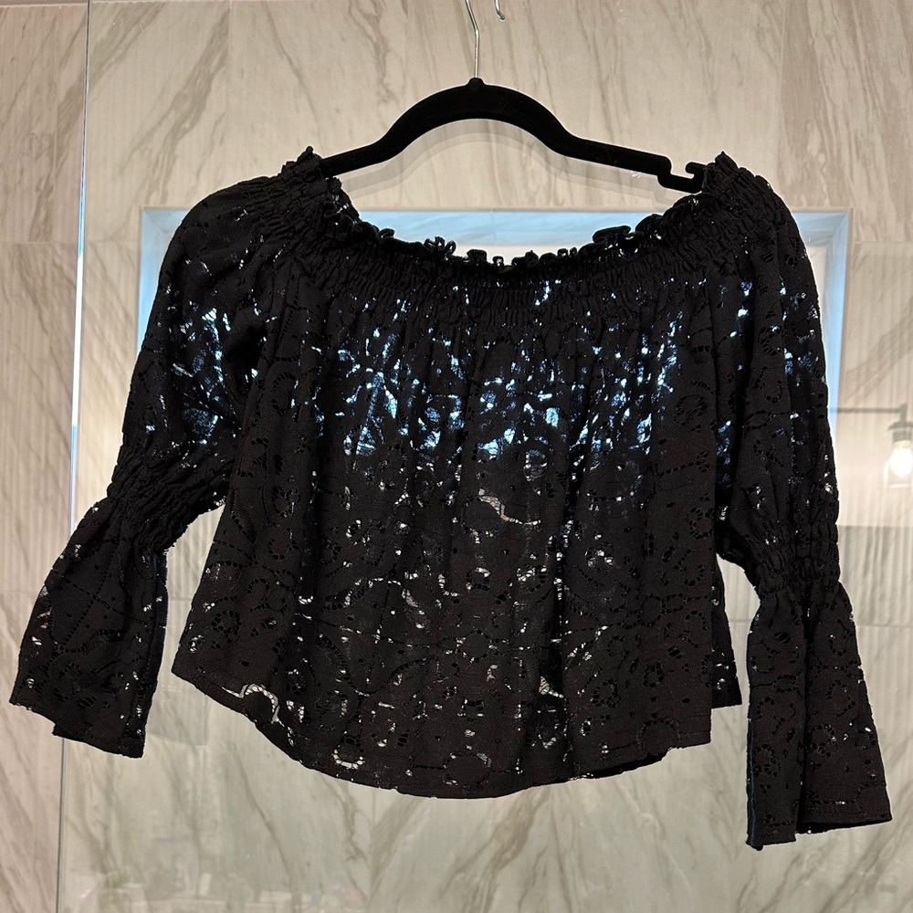 Zara Collection Embroidered off the shoulder blouse